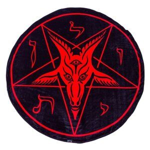 Satanic Circle Baphomet Super Soft Throw Blanket Red and Black NWT